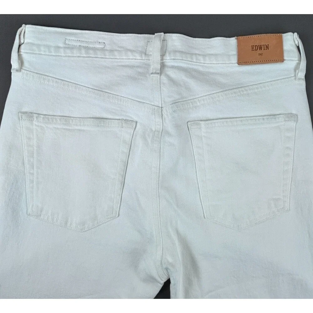EDWIN Hana Classic Tapered Button Fly 5 Pocket White denim Jeans size 27 - Picture 6 of 12